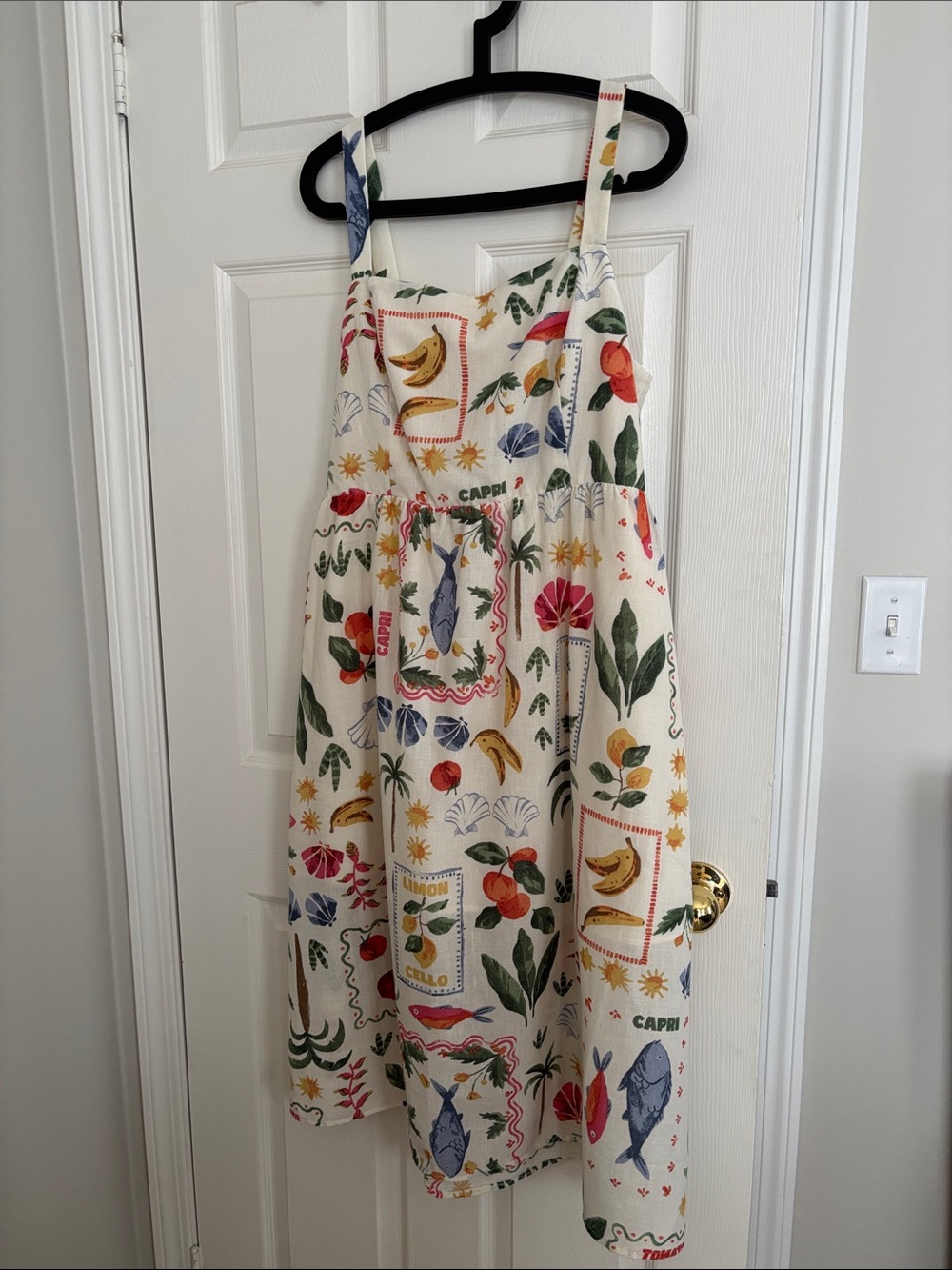 Reitmans Cream Sundress with Multicolor Fruit & Floral Print